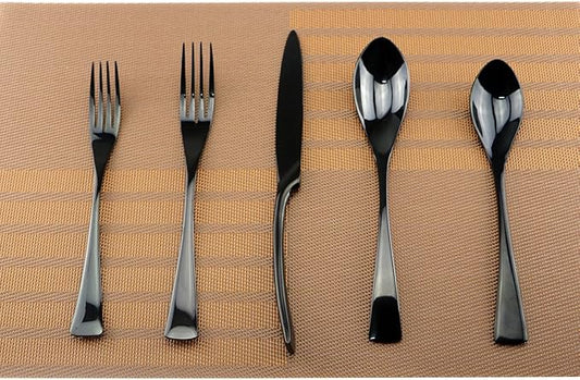 5-Piece Stainless Steel Flatware Silverware Set Service for 1 Dinnerware Mirror Polished Include Knife/Fork/Spoon Dishwasher Safe