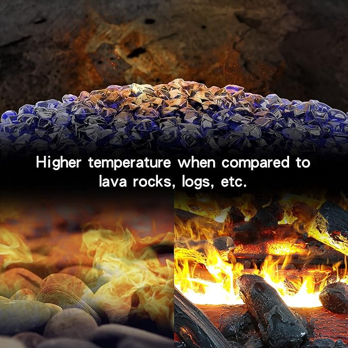 Stanbroil 10-Pound Fire Glass - 1/2 inch Polygon Fire Glass for Fireplace Fire Pit and Landscaping, Cobalt Blue
