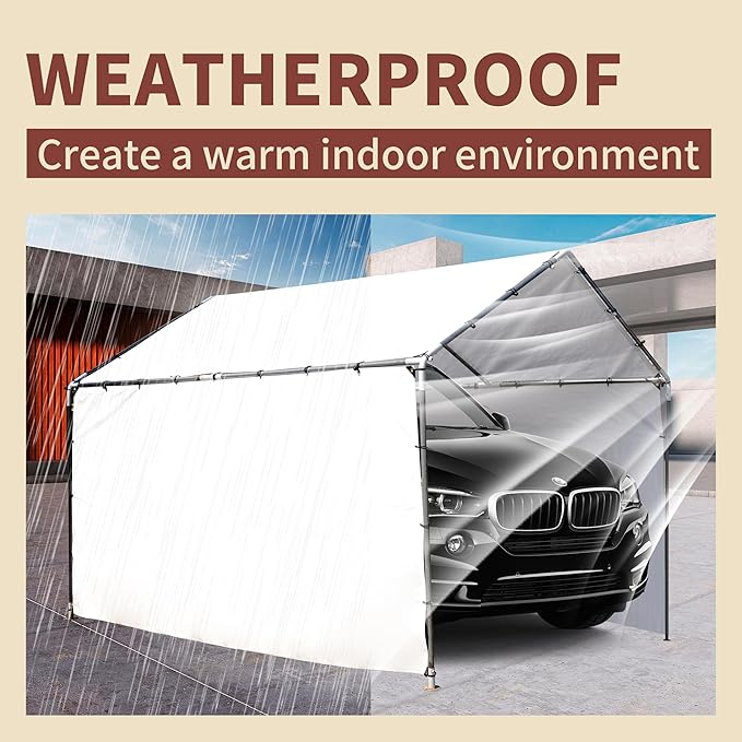 TARPAL 12'x12' White Tarp Waterproof 7.5 mil Medium Duty All Purpose Poly Tarps Cover Waterproof,Snow Proof UV Protection,Rip and Tear Proof,Poly Tarpaulin