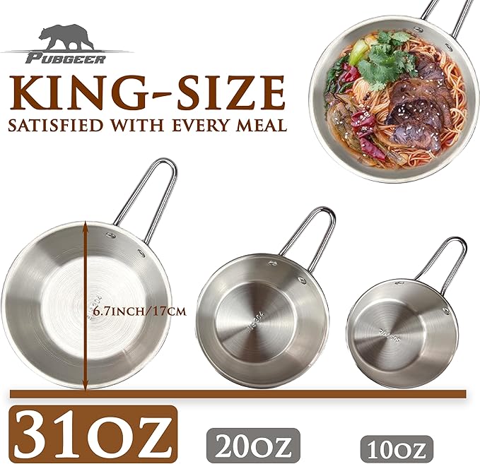 Camping Bowls 31oz (4 pack) - Nesting Stainless Steel bowl with Handles | Outdoor Sierra Cup | Ideal for RV Travel, Camping, and Backpacking | Makgeolli Bowls | Soup Bowls