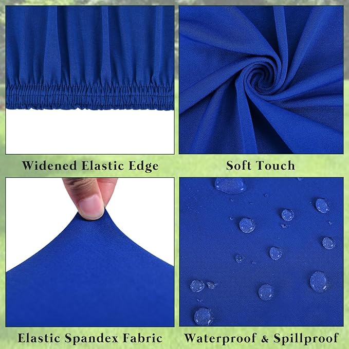 Picnic Table Cover 10 Pack Elastic Fitted Tablecloths for 8 Foot Rectangle Tables Waterproof Stretch Washable Patio Folding Outdoor Spandex Table Cloth Camping Banquet Parties (Royal Blue,30" x 96")