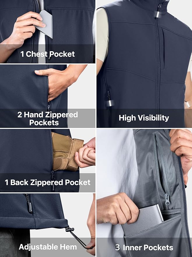 FREE SOLDIER Men's Lightweight Golf Vest Outerwear Windproof Sleeveless Softshell Jacket Running Vest