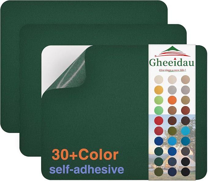 Canvas Repair Patch 9×11 Inch 3Pcs Waterproof Self-Adhesive Fabric Repair Patch for Tents,Boat Cover,Pop Up Canopy,Patio,Bags,Car Seats,Sofas,Furniture Cover(Dark Green)