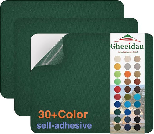 Canvas Repair Patch 9×11 Inch 3Pcs Waterproof Self-Adhesive Fabric Repair Patch for Tents,Boat Cover,Pop Up Canopy,Patio,Bags,Car Seats,Sofas,Furniture Cover(Dark Green)