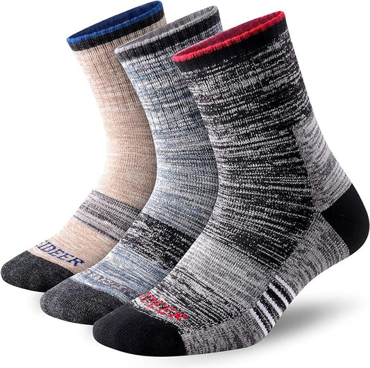 FEIDEER Men's Walking Hiking Socks, Wicking Cushion Quarter Crew Socks for Mens Outdoor Sports, 3/4/5 Pair, 6-15 Size