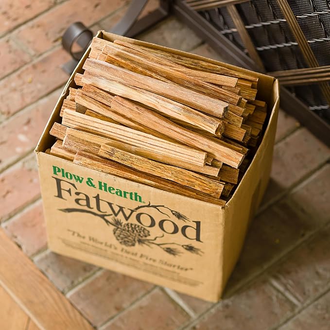 Plow & Hearth 11 LBS Fatwood Fire Starter Sticks Organic Kindling, Easy Ignition Fat Wood, All Natural Firestarters for Fire Pit, Wood Stoves, Fireplaces, Campfires, Bonfires, BBQ