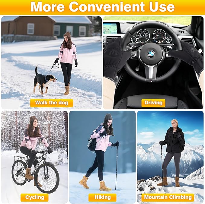 Moon Kitty Women’s Winter Waterproof Running Gloves Windproof Thermal with Touchscreen Fingers Cold Weather Gloves for Women