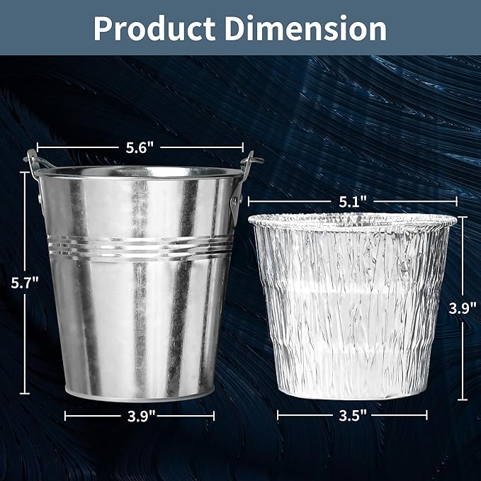 Drip Grease Bucket with 20-Pack Liners for Pellet Grill Smokers - Heavy Duty Galvanized Steel, Universal Fit, Easy Clean Accessories (Silver)
