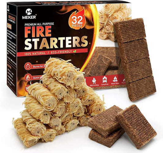 Fire Starters - Natural Fire Starters for Fireplace, Campfires, Fire Pit, BBQ Grill, Wood Stove, All Weather Charcoal Starter, Odorless Fire Starter Eco Friendly