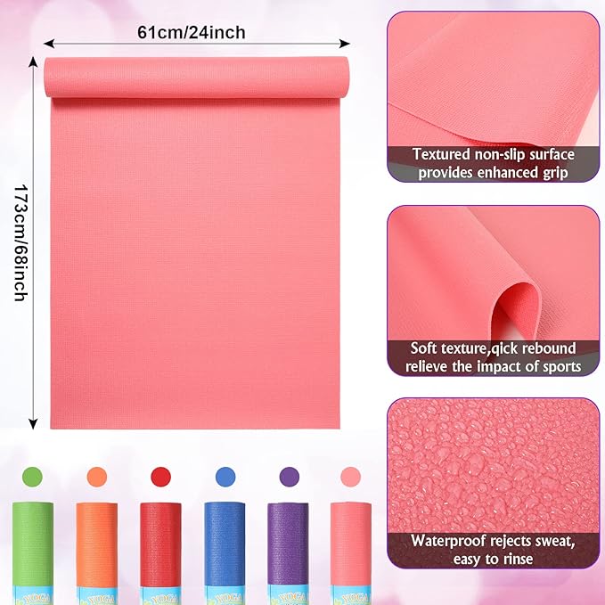 Amylove 12 Pieces Yoga Mats Bulk 68x24x0.12 Inch Exercise Non Slip Fitness Workout Mats for Women Men Home Workout Gym Yoga
