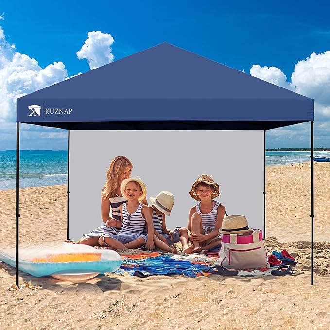 12’x12’ Pop up Canopy Tent Patented EZ Set up Instant Outdoor Canopy with Sidewall Bonus 4 Weight Sandbags, 8 Stakes and 4 Ropes, Blue