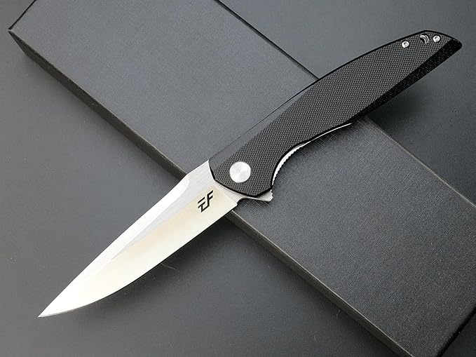 Eafengrow EF231 Folding Knife D2 Steel Blade G10 Handle Scales EDC Tool Knives for Working Outdoor Camping Hiking Fishing(black)