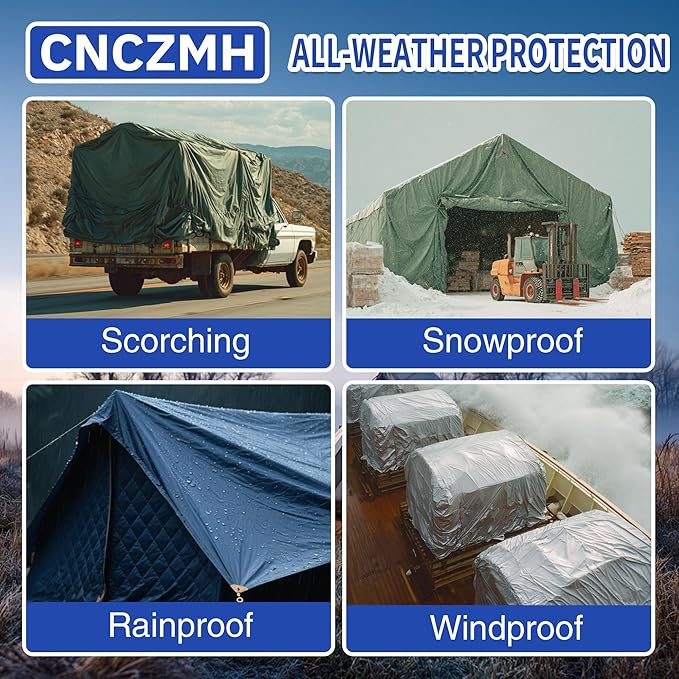 Heavy Duty Tarp Waterproof, 16 Mil Thick Finished Size Tarps Outdoor, Multipurpose Tarpaulin Cover, Large Tarp for Emergency Rain Shelter Camping (Blue, 16x20ft)