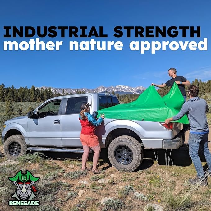 RENEGADE Industrial Tarp 12x9 ft Green – Heavy Duty, Waterproof, UV-Resistant, PFAS-Free – Durable Tarp for Jobsite Coverage, Construction, Farming & Shelter Use