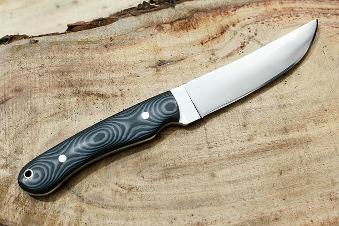 GCS Handmade Micarta Handle D2 Tool Steel Tactical Hunting Knife with leather sheath Full tang blade designed for Hunting & EDC GCS 307