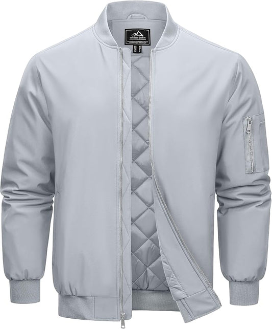 Cotrasen Mens Bomber Jacket Fall Winter Warm Windbreaker Casual Full Zip Padded Coats with Pockets