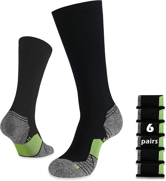 WANDER 3-6 Pairs Men's Athletic Run Cushion Over-the-Calf Tube Socks