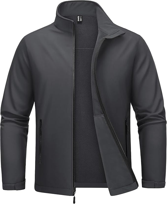 MAGCOMSEN Men's Fleece Lined Softshell Jacket Waterproof Windbreaker Rain Jacket for Tactical Hiking