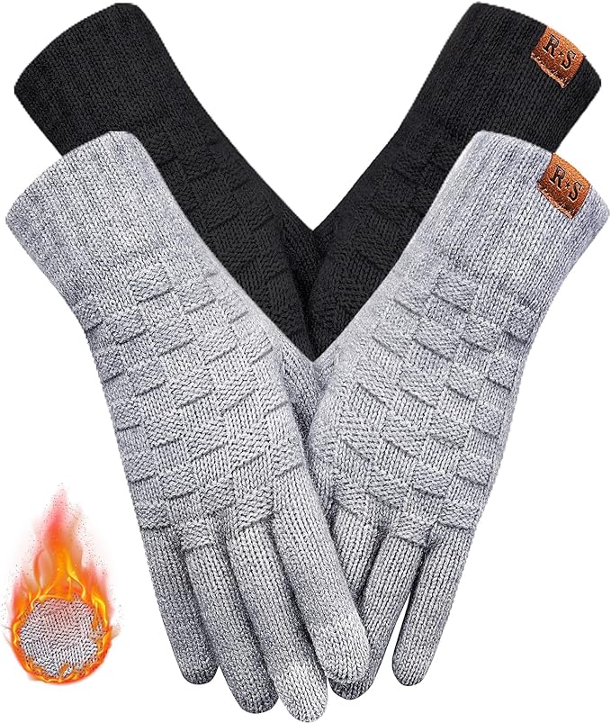 REACH STAR Winter Gloves for Women-Upgraded Touch Screen Elastic Thermal Knit Lining Warm Gloves for Cold Weather