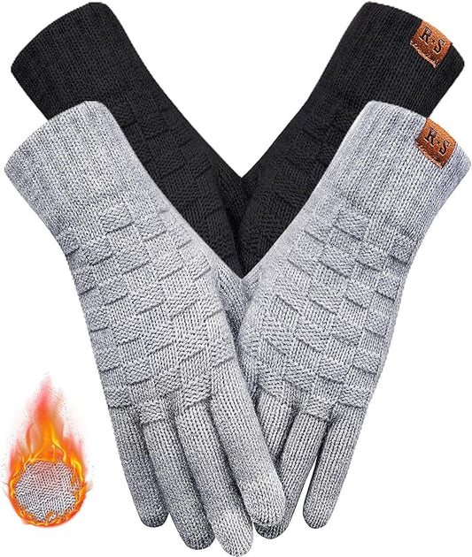 REACH STAR Winter Gloves for Women-Upgraded Touch Screen Elastic Thermal Knit Lining Warm Gloves for Cold Weather