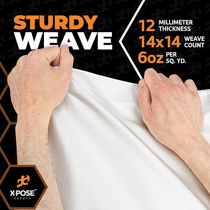 Heavy Duty White Poly Tarp 24' X 24' - Multipurpose Protective Cover - Durable, Waterproof, Weather Proof, Rip and Tear Resistant - Extra Thick 12 Mil Polyethylene - by Xpose Safety
