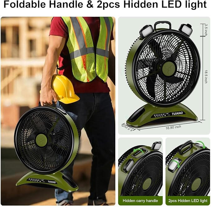 Extra Large Size Camping Fan, 45000mAh Battery Rechargeable Portable Fan,12-Inch Blade & 830CFM Super Airflow, Cordless for Outdoor Large BBQ RV Tent Garage Hurricane Emergencies & Indoor