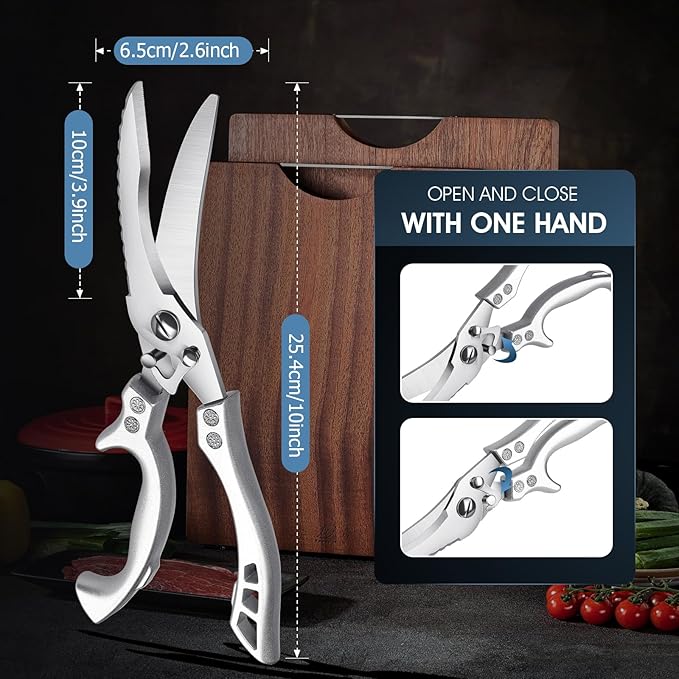 PURPLEBIRD Poultry Shears Heavy Duty, Kitchen Scissors Dishwasher Safe Kitchen Shears for Meat Cutting Stainless Steel Meat Cooking Scissors for Thanksgiving Day