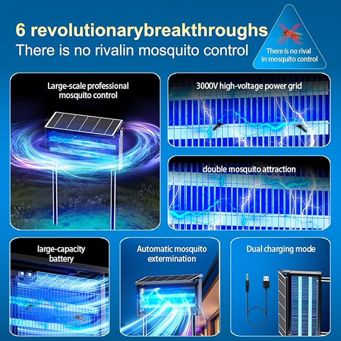 17.7 * 9.8 * 7.1in Bug Zapper Outdoor - Mosquito Repellent Outdoor Patio,Solar Bug Zapper Indoor,Waterproof Portable Fly Zapper,High Powered 4500V Mosquito Zappers Killer for Home,Patio,Camping
