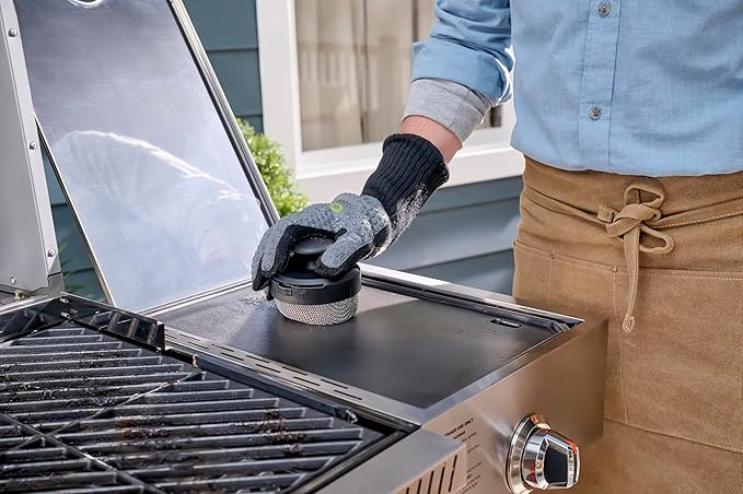 Cuisinart 3-in-1 Chainmail Grill Cleaner, Bristle-Free Dual Function Heavy-Duty Grill Brush with Removable Head, Worry-Free Stainless Steel Steam Clean BBQ Scrubber for Grills & Griddle