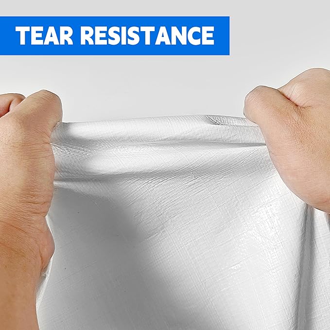 Tarp 6x10 ft Heavy Duty 12mil 100% Waterproof High Durability Multipurpose,Uv Resistant,White Tarp Suitable for Swimming Pools, Boats, Camping, Courtyards, Etc -by MVPNET