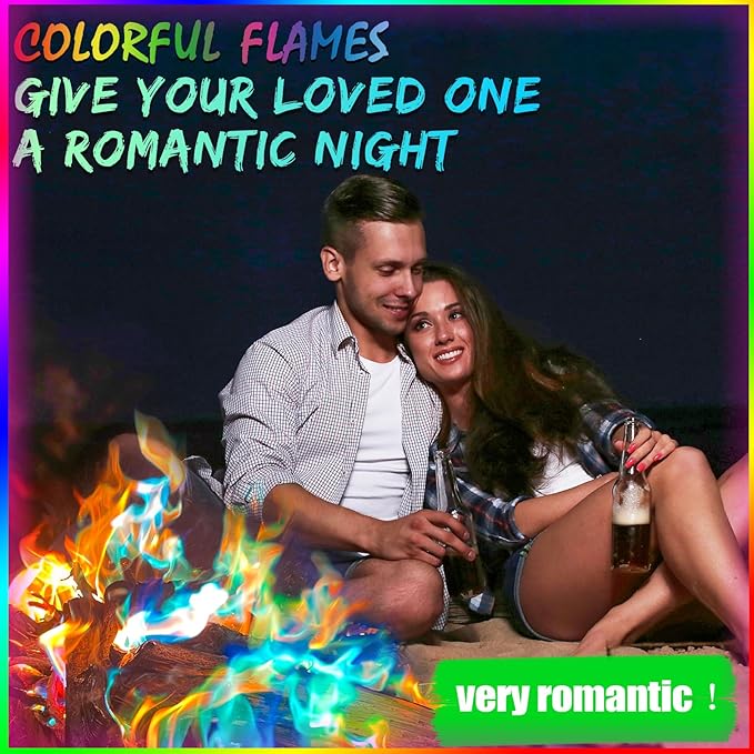 Fire Color Changing Packets，Color Fire Packets for Outdoor Campfires, Fire Pits, Fireplaces, Colorful Flames, Long Burn Time, Safe, Magic for Child [24Pack]