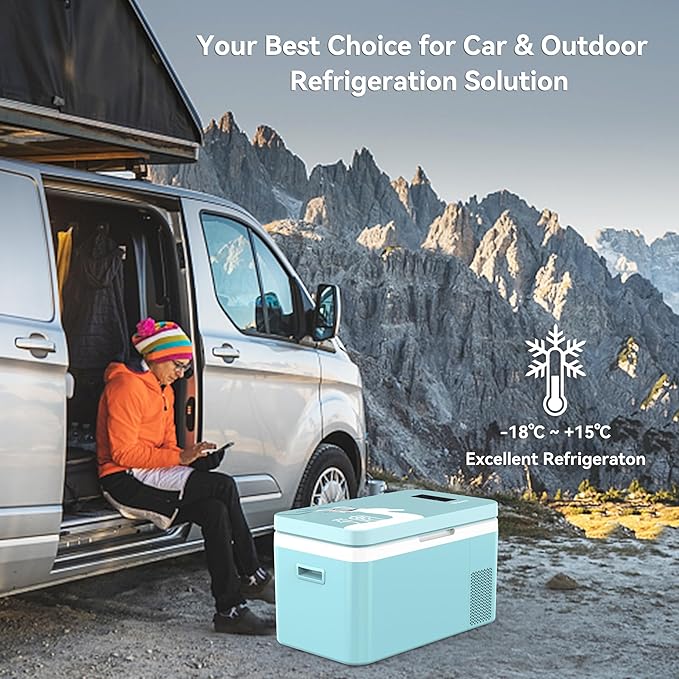 12 Volt Car Refrigerator Dual Zone 25 Quart Portable Freezer 12V Fridge Compressor Cooler 12V/24V DC 110～240 Volt AC for Truck Van RV SUV and Home Use -18℃~+15℃ (Glass Door)