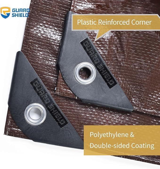 GUARD SHIELD Brown Tarp 20x30 Feet Waterproof Tarps Lightweight Camping Tarp Outdoor Multi Purpose Poly Cover 6mil