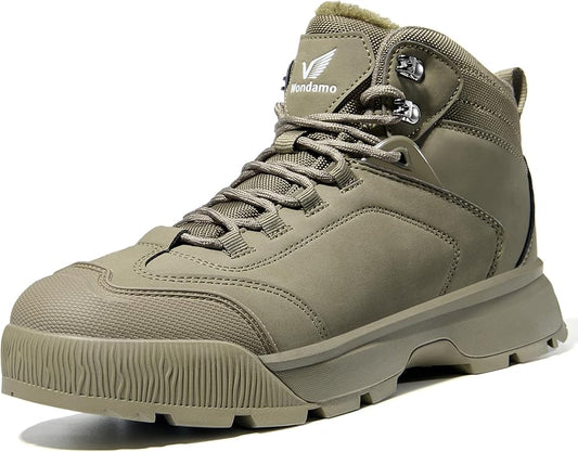Wondamo Men's Waterproof Snow Boots Insulated Toe Cap Cold Weather Shoes Non-slip Lightweight Winter Boots