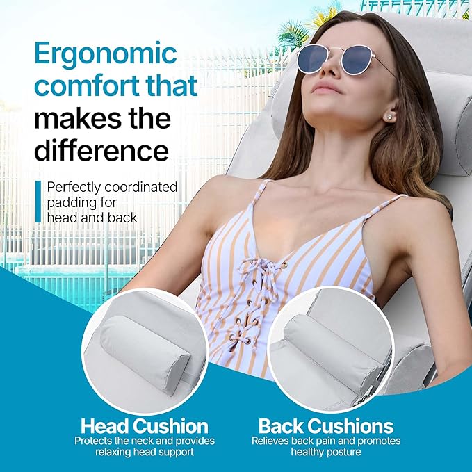 NIXSCALINO Lounge Chair | Adjustable Recliner with Foldable Leg Part | Lightweight Aluminum Frame | Ergonomic Cushioning | cot for Camp | Perfectly Suite for Beach, Outdoor Camping