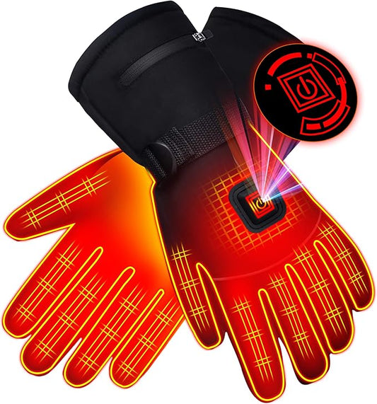 Spring Electric Rechargeable Battery Heated Gloves - Waterproof Touchscreen for Outdoor Sports, Hiking, Skiing, Running, Work