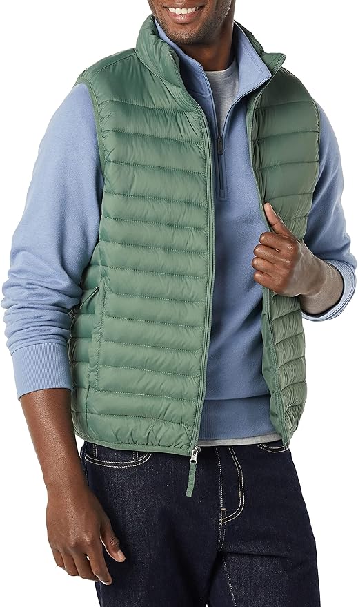 Amazon Essentials Mens Lightweight Water-Resistant Packable Puffer Vest