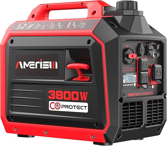 3800W Portable Inverter Generator for Home Use, Gas Powered Generator Super Quiet with CO Sensor ECO Mode EPA Compliant, Parallel Capable Long Run Time for Camping Tailgating Emergency Use