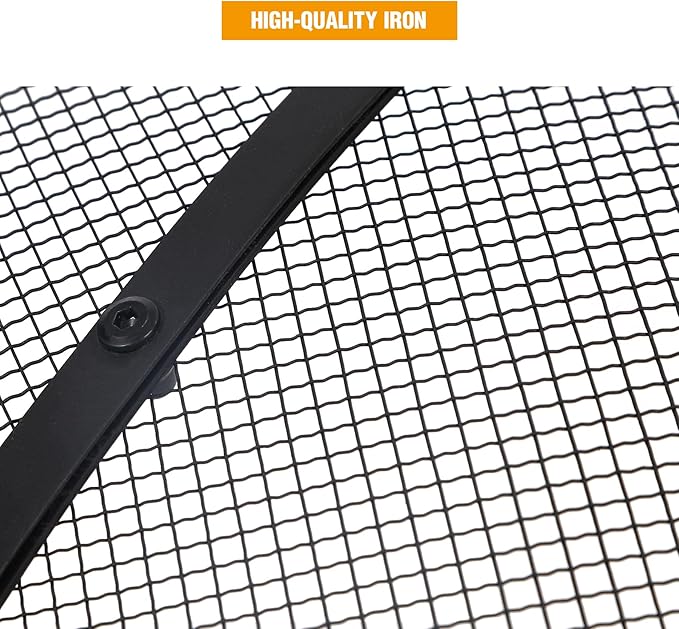 Lineslife Fire Pit Spark Screen, 30 Inch Fire Pit Screen Cover with Handle & Poker, Heavy Duty Collapsible Steel Firepit Mesh Screens, Metal Firepit Lid for Outdoor/Patio/Backyard/RV Camping/Beach