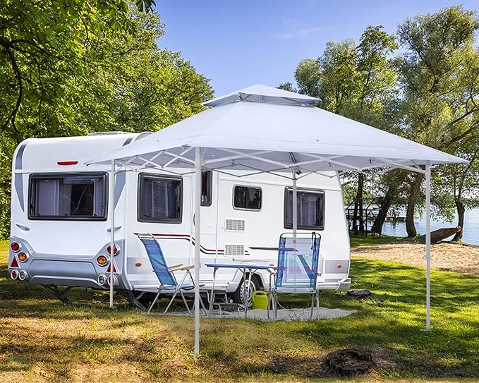 MASTERCANOPY 13x13 Pop-Up Canopy Tent Instant Shelter Outdoor Canopy with Wheeled Bag (White)