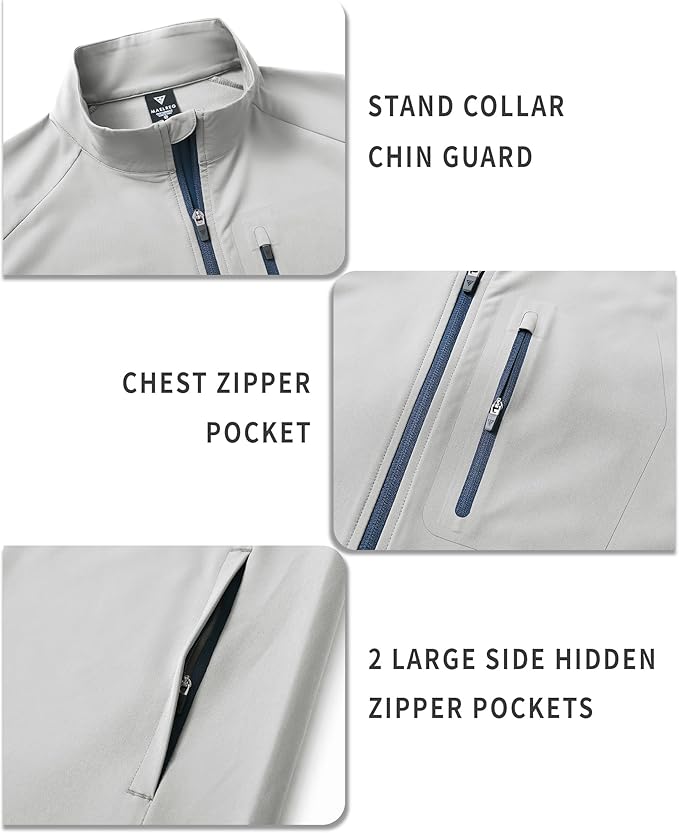 M MAELREG Mens Vests Outerwear Windproof Lightweight Softshell Vests Zip Pockets Sports Sleeveless Jacket Golf Vests for Men