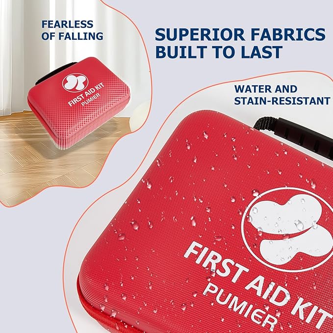 First Aid Kit - 368pcs Waterproof Compact Portable Hard Case - Ideal for Home, Car, Travel, Businesses, Hiking, Vehicle, Boat, Office, Survival - Public Must Have Emergency Kit, Camping Essentials