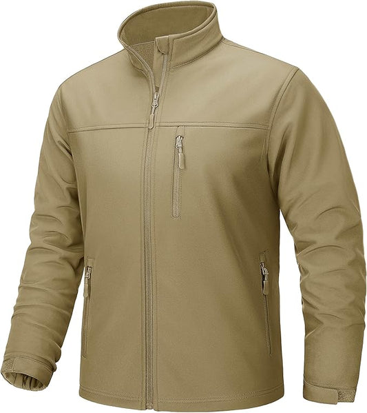 TACVASEN Men's Lightweight Softshell Jacket Fleece Lined Waterproof Tactical Rain Zip Up Winter Coat Windbreaker Casual