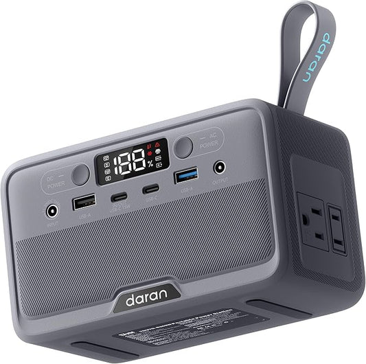 Portable Power Station 28000mAh LiFePO4 Battery, 100W Solar Power Bank, Small Generator with AC Outlet 110V/ 200W Surge, 4-Port USB & PD Fast Charging for Laptop, Camping, Emergency, TSA Approved