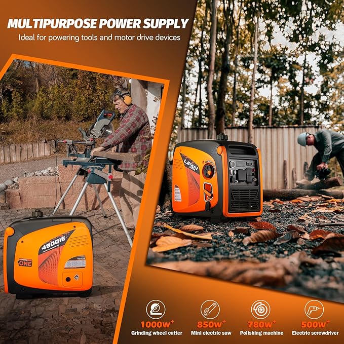 LIFAN 4800W Portable Inverter Generator with Dual Start Mode – Quiet, Fuel-Efficient, and Compact for Home, RV, and Outdoor Use (LF4800iE)