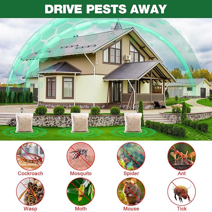 12 Pcs Natural Ant Repellent Pouches - Peppermint Oil Ant Roach Wasp Bee Repellent for Patio Front Porch Yard Garden, Pest Insect Deterrent Repellant Outdoor Indoor