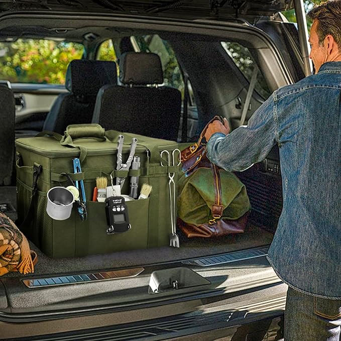 FUNANASUN Multi-Functional 40L Tactical Camping Storage Bag with Customizable Compartments & MOLLE System for Camping, Hiking, and Vehicle Organization