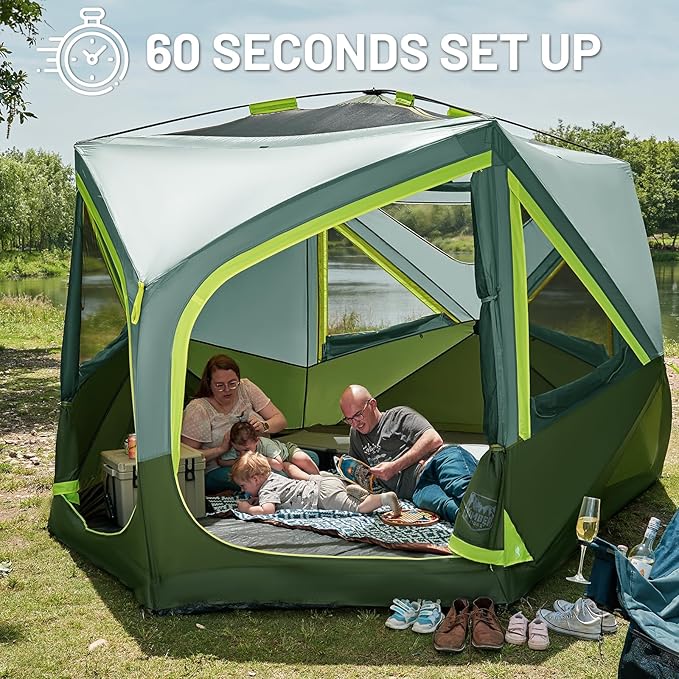 TIMBER RIDGE 4-6 Person Instant Pop Up Hub Tent, Easy 60 Second Setup, Weather Resistant Portable Camping Family Tent Cabin Tent with Rain Fly and Carry Bag for Outdoor Travel