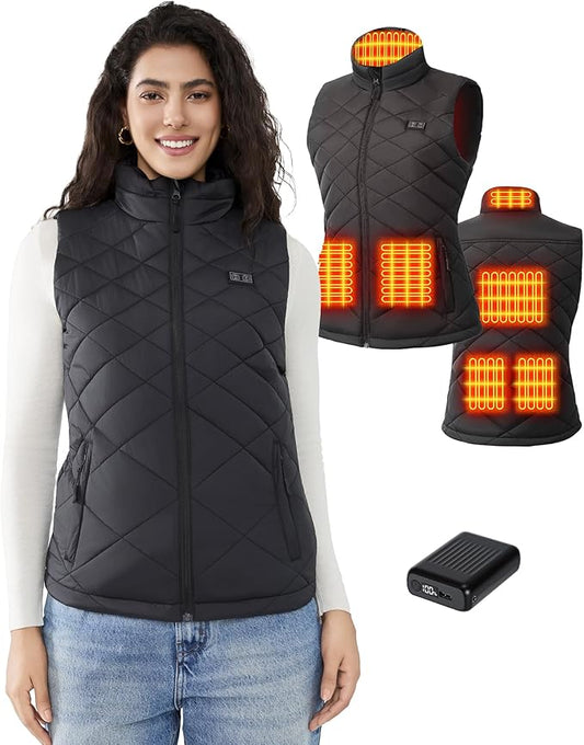Heated Vest Women with 18400mAh 7.4V Battery Pack Included，Quilted Electric Warming Vest Women's Heated Vests