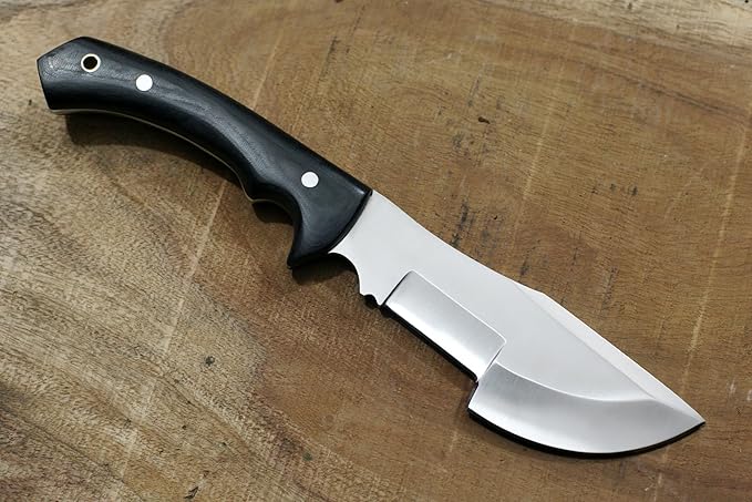 GCS Handmade D2 steel Hunting Knife G10 Handle Fixed Blade Knife Right Hand Scout Carry Buffalo leather Sheath and Sharpening Stone for Hunting Camping Survival and EDC